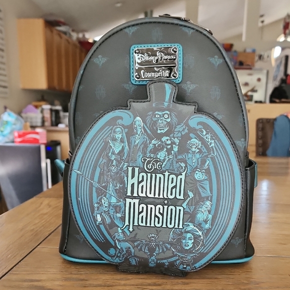 Loungefly Haunted Mansion Backpack Black and Blue - Picture 1 of 3